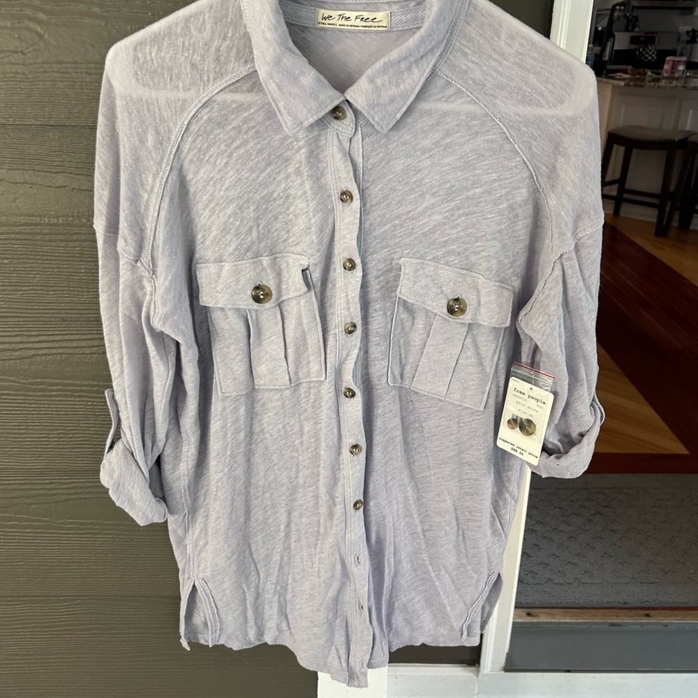 NWT!! Free People Light Purple Collared Top